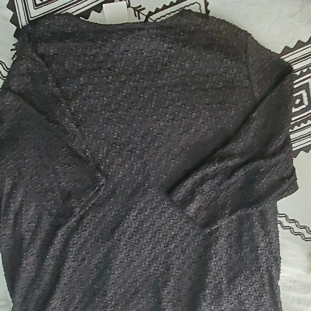 Maggie Barnes size 2X Black Textured Nylon Spandex Top with Lining - Picture 2 of 5